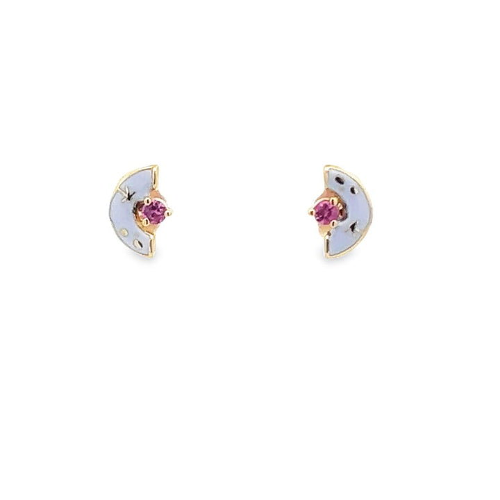 14K Yellow Gold Chime of Memories #18 Lavender Enameled Stud Earrings