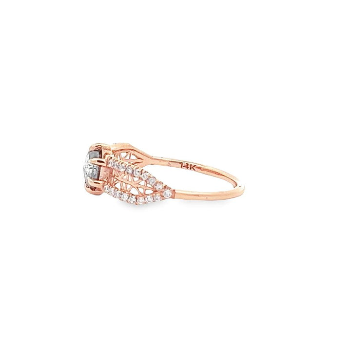 14K Rosé Gold Hexagon Salt & Pepper 0.42ctw Diamond Engagement Ring