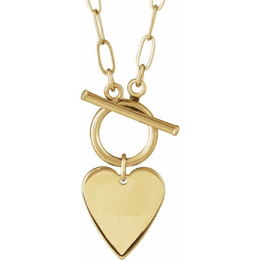 14K Yellow Gold Heart Toggle Necklace