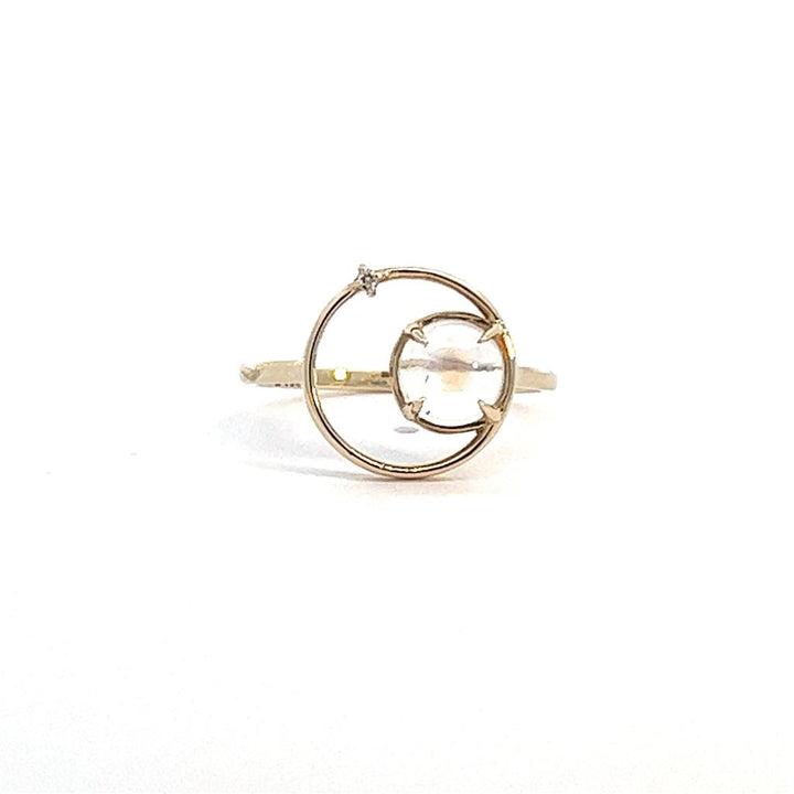 14K Yellow Gold Contemporary Round 5.50mm Moonstone Ring