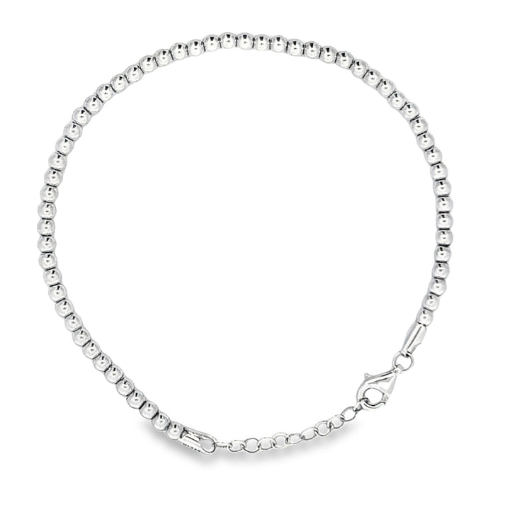 14K White Gold 3mm Bead Bracelet