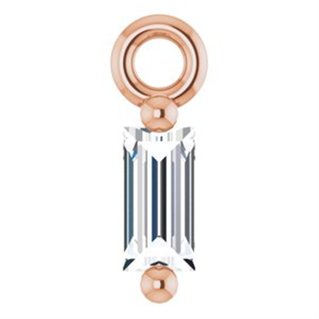 14K Rosé Gold .06ctw Baguette Diamond Charm