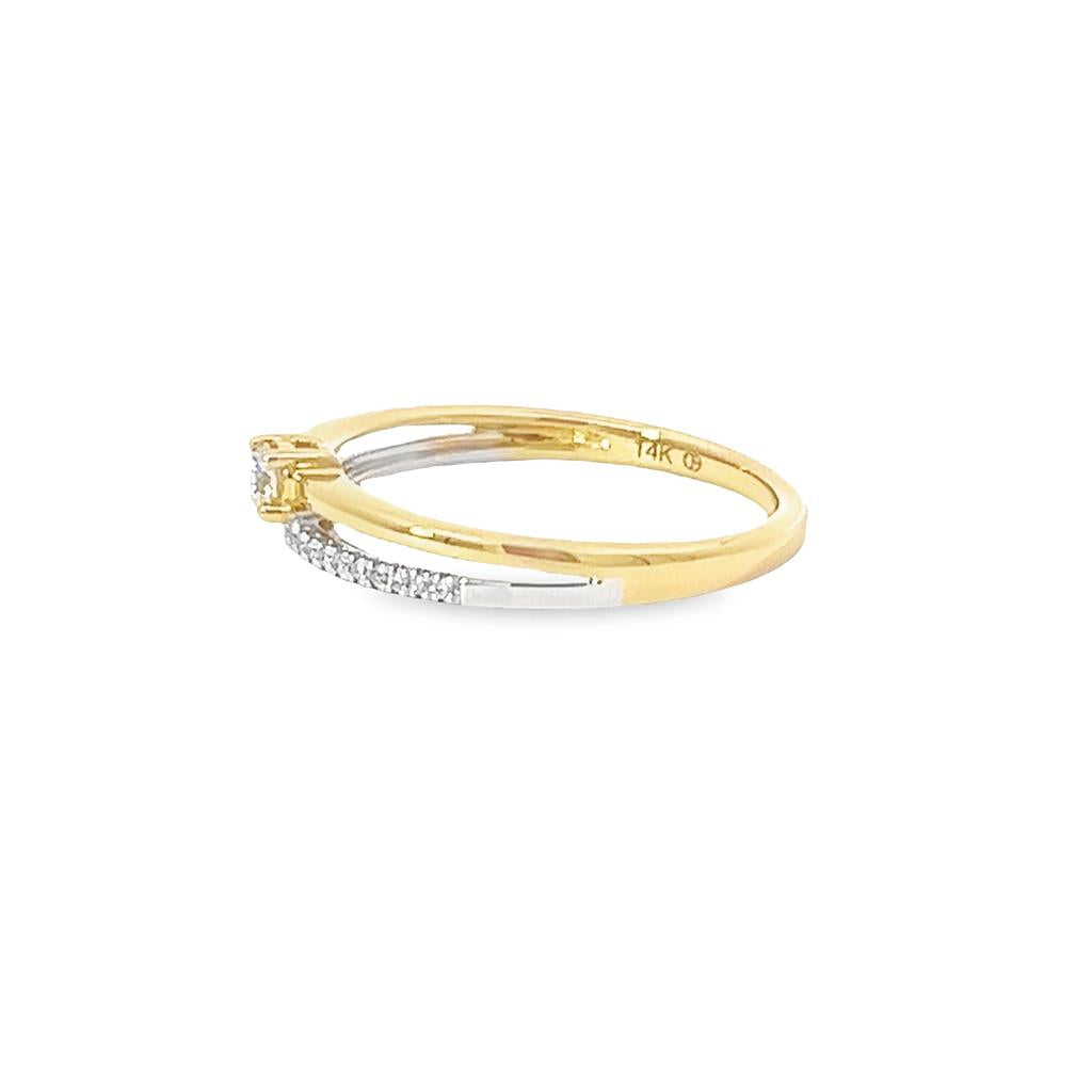 14K Yellow Gold Round 0.06ctw Diamond Stackable Ring