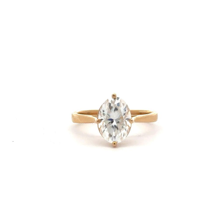 Oval Moissanite Engagement Ring 10 X 7 | 14K Yellow Gold