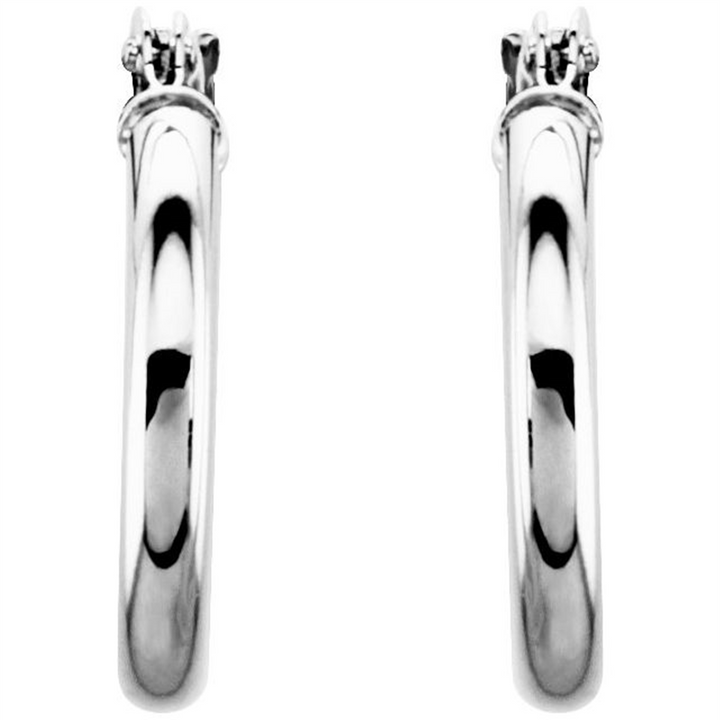 14K White Gold 13mm Hoop Earrings | Lady's Polished Small Hoops