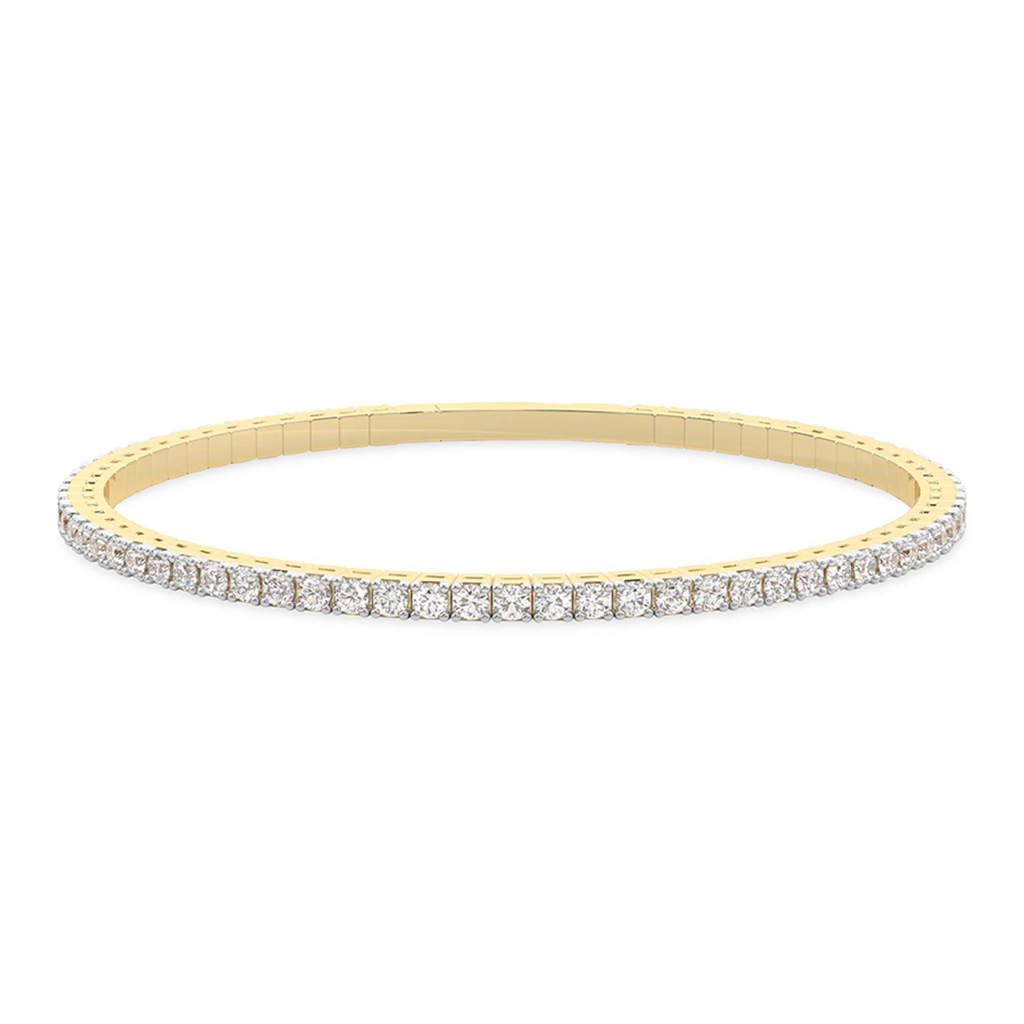 4 Carat Tennis Bangle Flexi 14K Yellow Gold | E-F VS Round Lab-Grown Diamonds