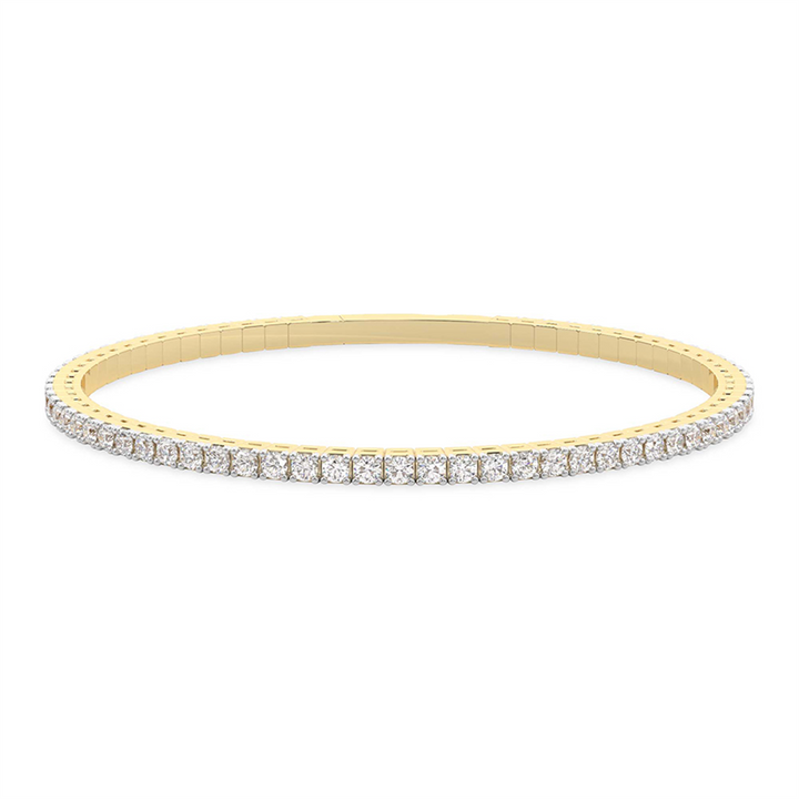 4 Carat Tennis Bangle Flexi 14K Yellow Gold | E-F VS Round Lab-Grown Diamonds