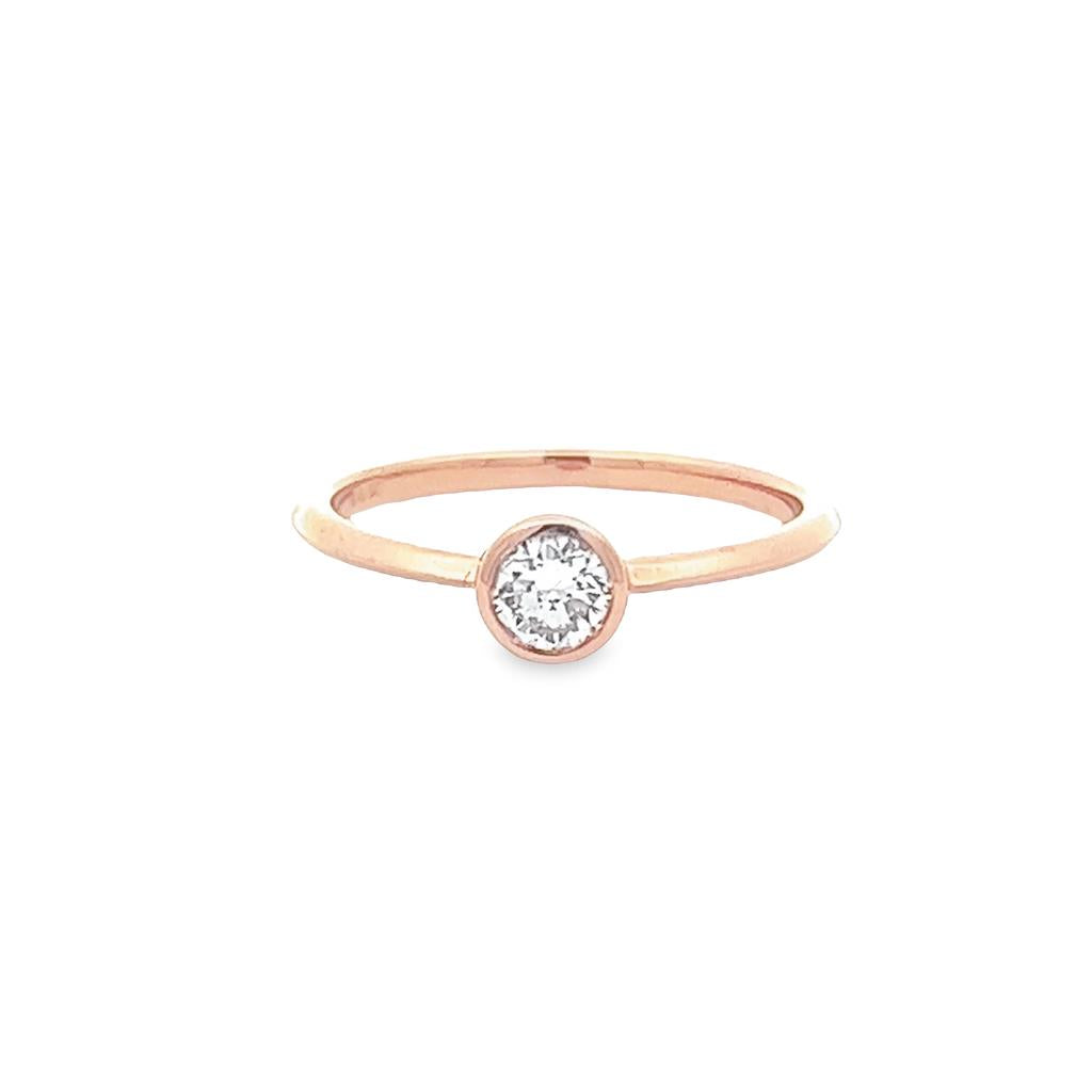 14K Rosé Gold Round 0.32ctw Bezel-Set Diamond Ring