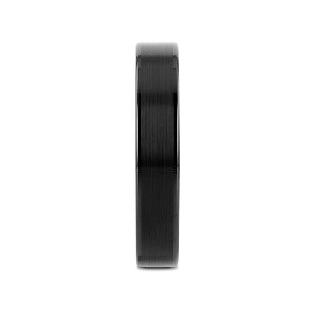 VULCAN Flat Black Tungsten Ring with Brushed Center & Polished Edges - 6mm