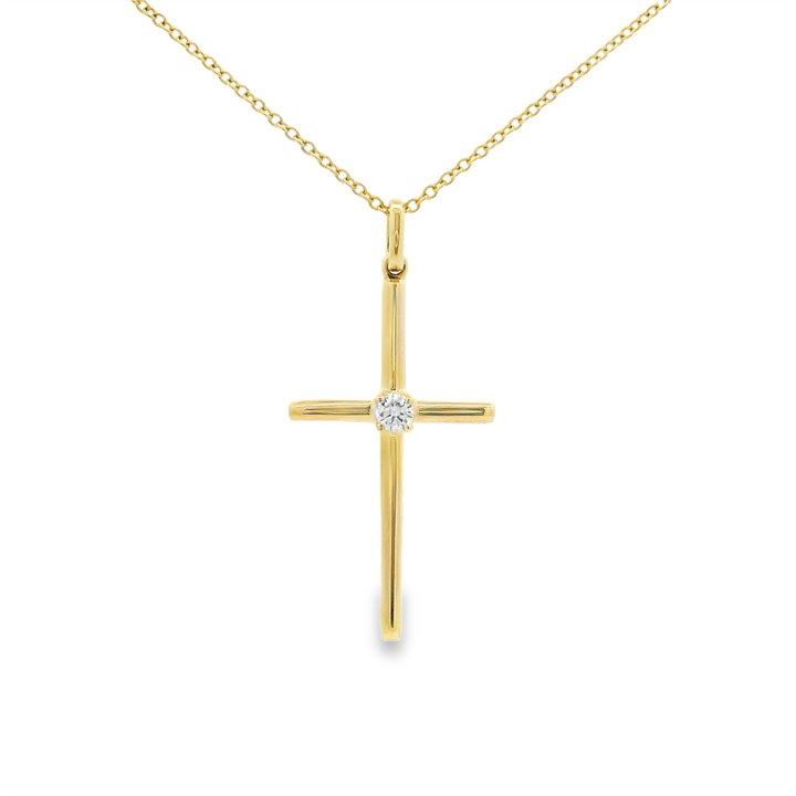 14K Gold Women's .05CTW Diamond Cross Pendant