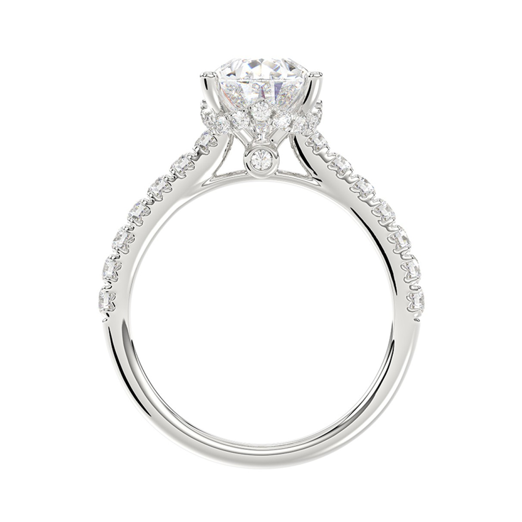 2.50 Carat Pear Lab Grown Diamond Engagement Ring | 14K White Gold | Hidden Halo Style