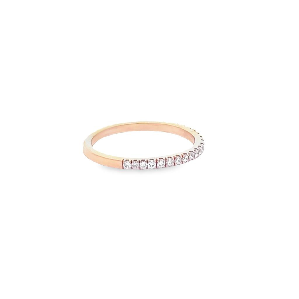 14K Rosé Gold 0.25ctw Pavé Set Diamond Wedding Band