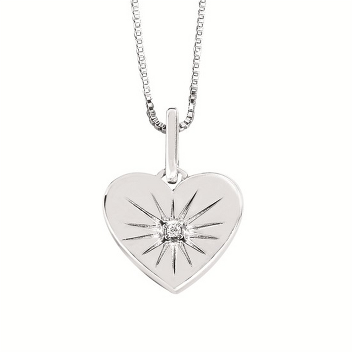 Sterling Silver Round 0.01ctw Heart Diamond Pendant