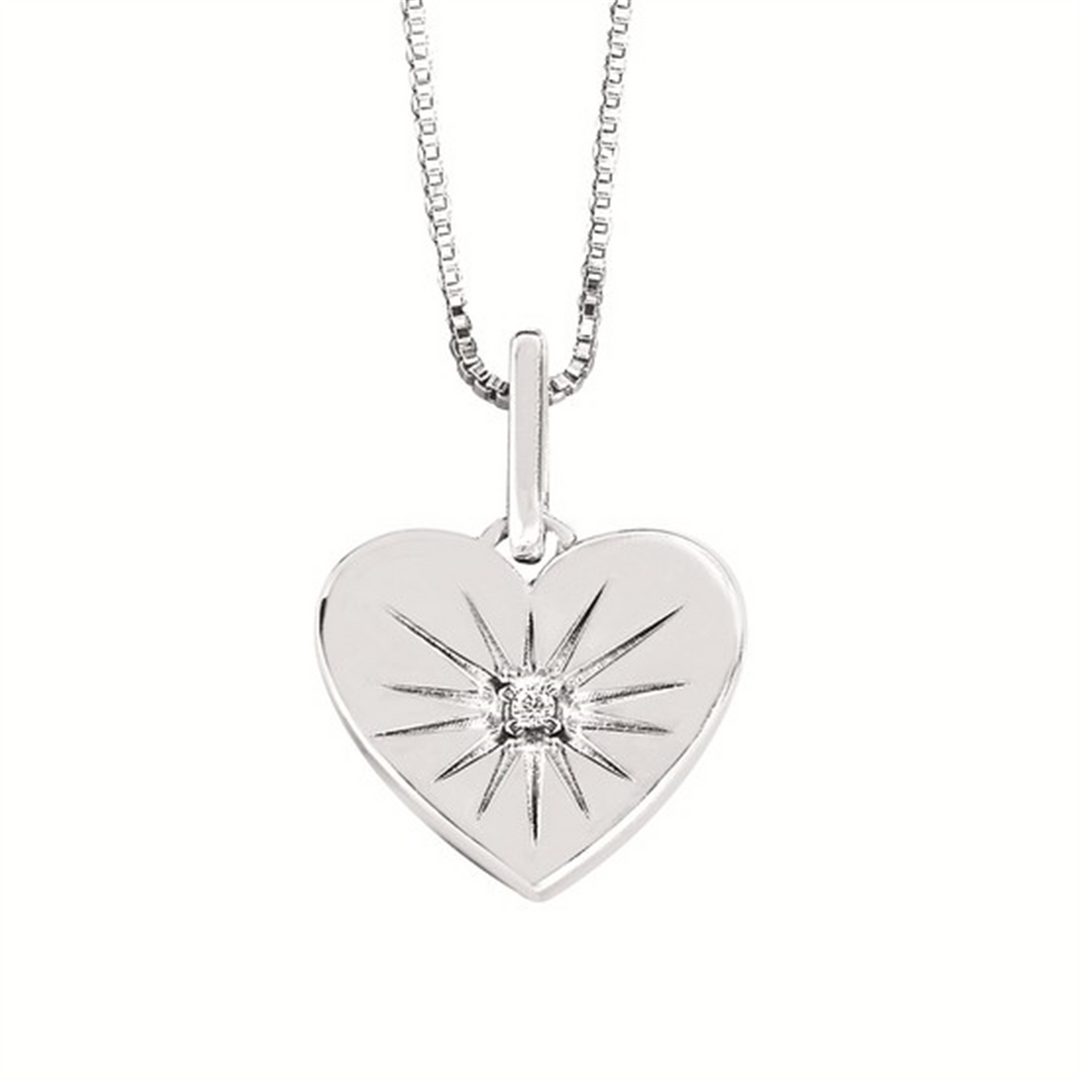 Sterling Silver Round 0.01ctw Heart Diamond Pendant