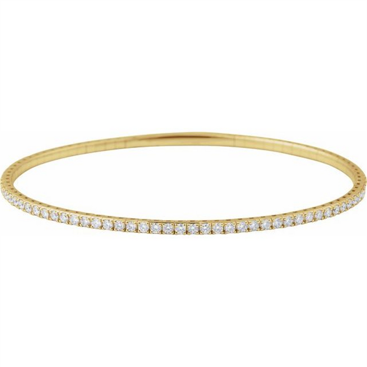 14K Yellow Gold Flexible Diamond Bangle Bracelet | 0.83 CTW