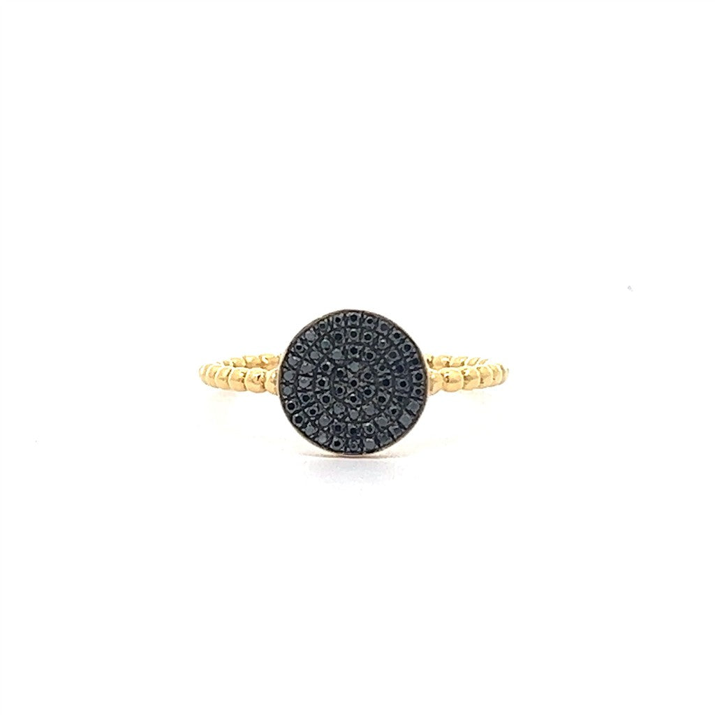 18K Yellow Gold Round 0.16ctw Black Diamond Cluster Ring