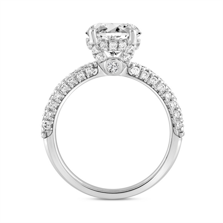 2.75 Carat Round and Pear Lab-Grown Diamond Engagement Ring | 14K White Gold | Hidden Halo