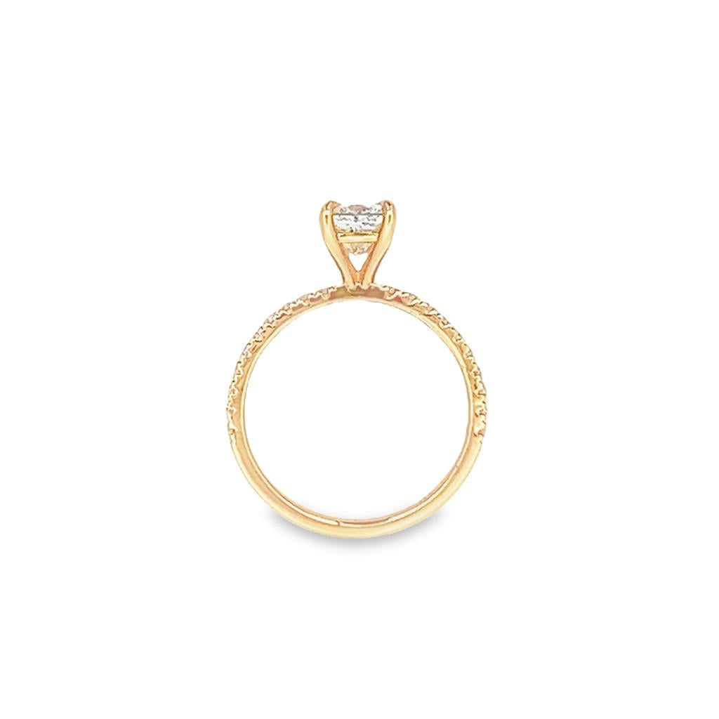 14K Rosé Gold Rectangular Princess Cut 0.98ctw Diamond Engagement Ring