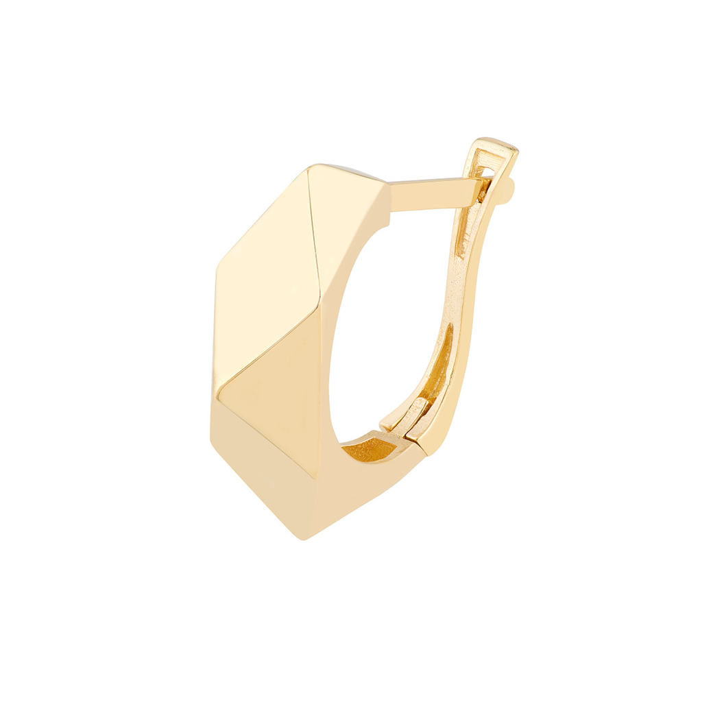 Chunky Gold Geometric Dome Hoop Earrings | Genuine 14K Yellow Gold