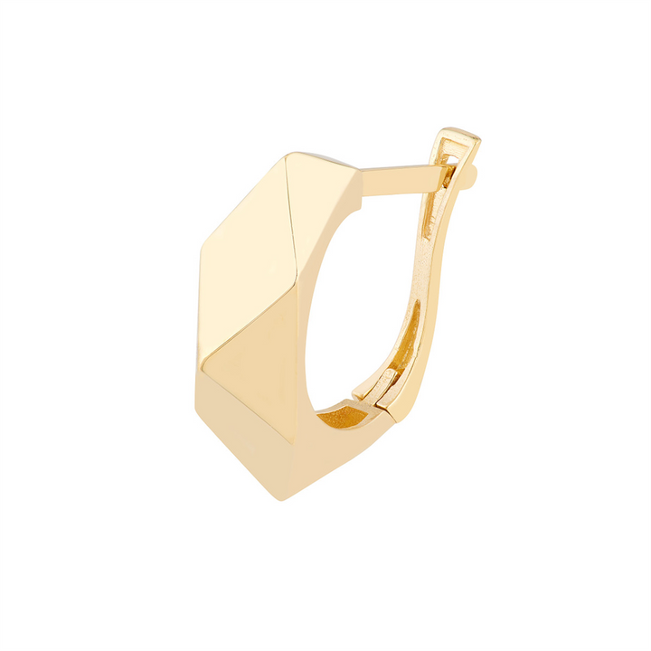 Chunky Gold Geometric Dome Hoop Earrings | Genuine 14K Yellow Gold