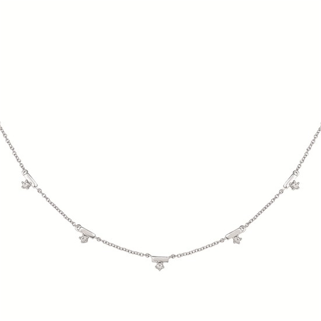 Sterling Silver 0.14ctw Station Diamond Necklace