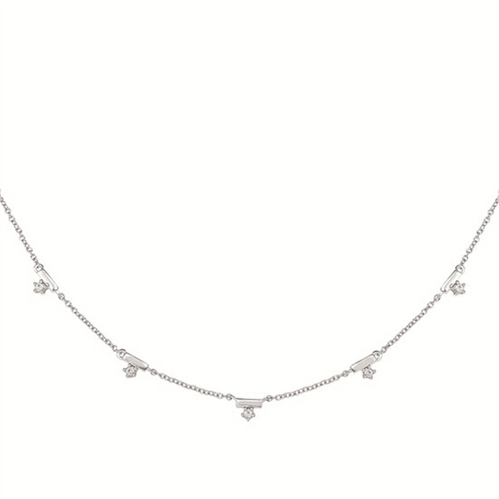 Sterling Silver 0.14ctw Station Diamond Necklace