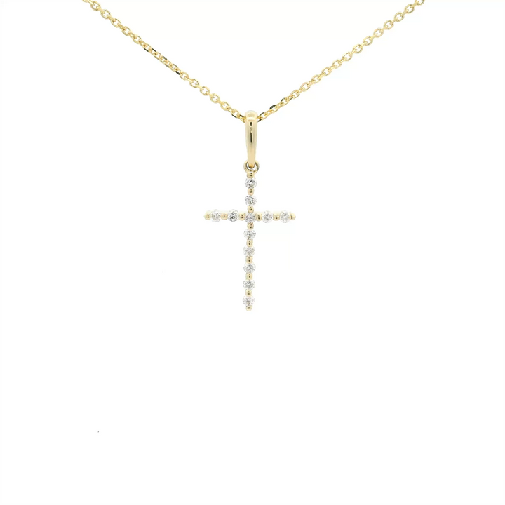 14K Gold Women's .12CTW Diamond Cross Pendant