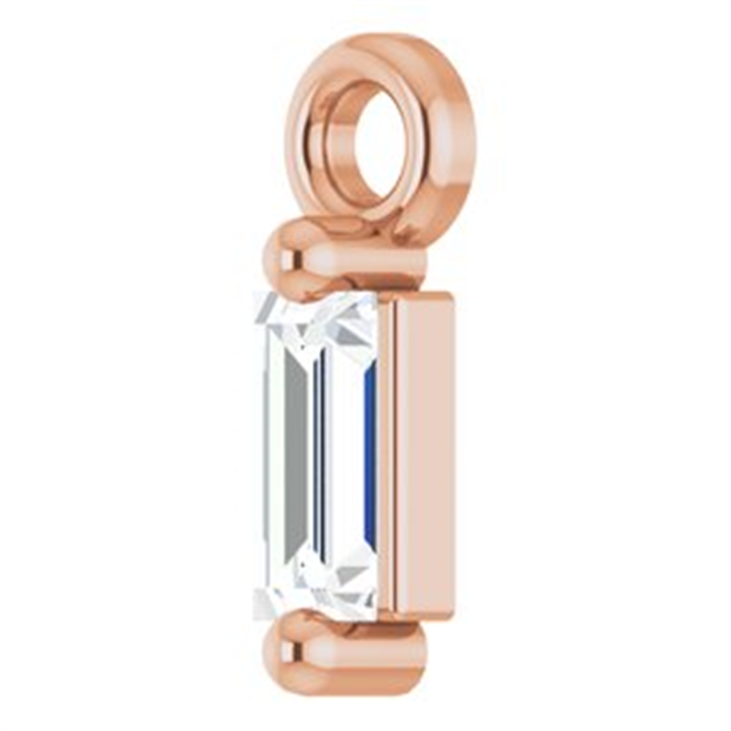 14K Rosé Gold .06ctw Baguette Diamond Charm