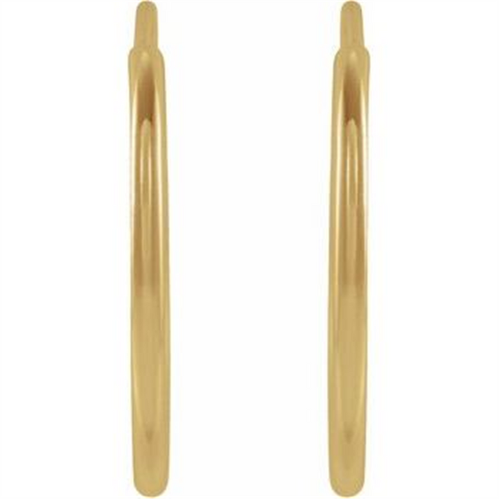 14K Yellow Gold Flexible Endless 15 mm Hoop Earrings