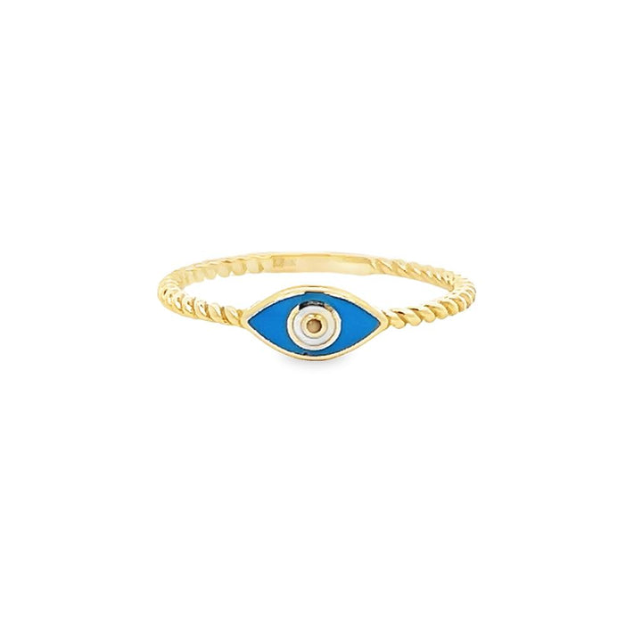 14K Yellow Gold Stackable Evil Eye Ring