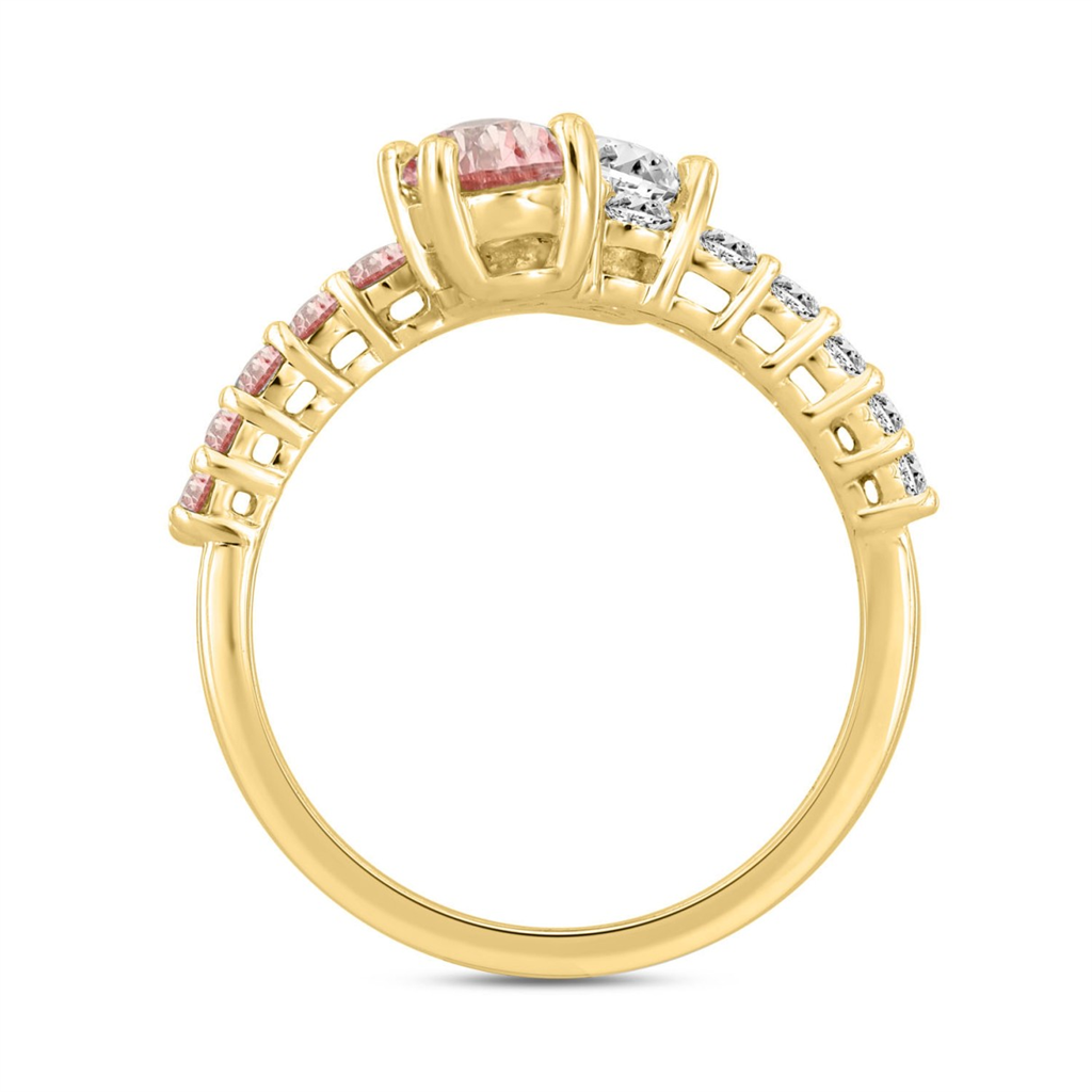 1.5 Carat Two Stone Lab-Grown Pink Diamond Engagement Ring | 14K Yellow Gold | Toi Et Moi Style