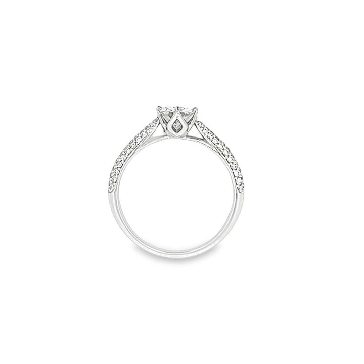 18K White Gold Round 0.50ctw Moissanite And Diamond Engagement Ring