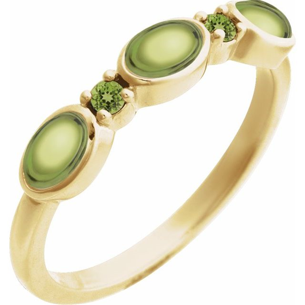 14K Yellow Natural Peridot & Natural Peridot Stackable Ring