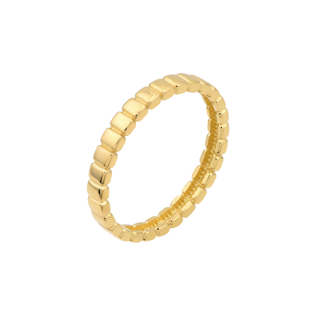 Stackable Tag Band Ring | Genuine 14K Yellow Gold