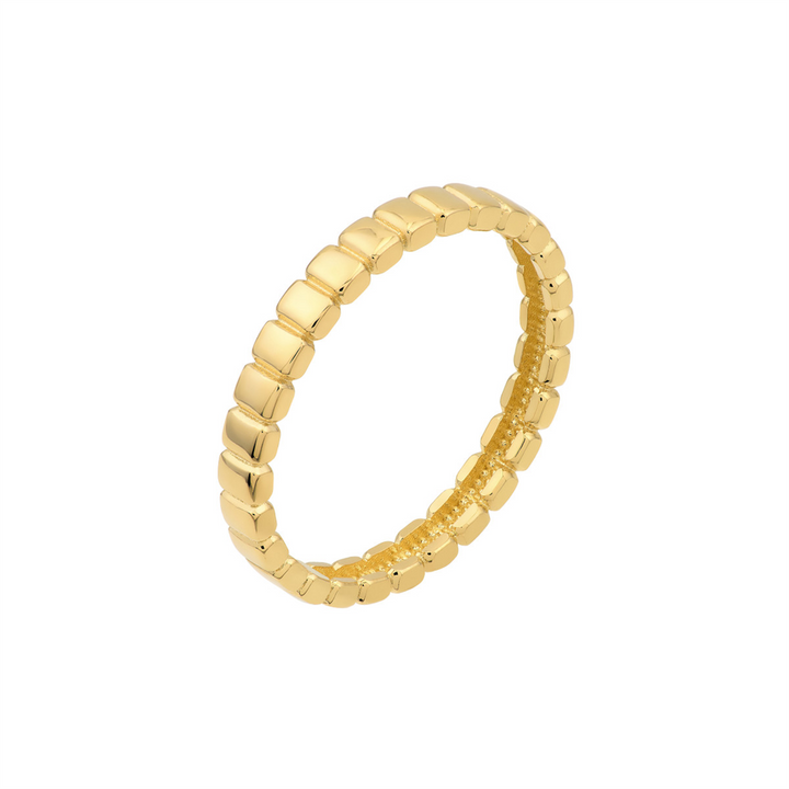 Stackable Tag Band Ring | Genuine 14K Yellow Gold