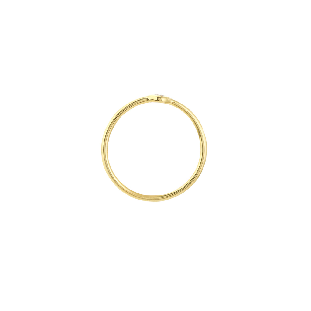 Round Diamond Bezel Ring | 14K Gold Stackable Ring