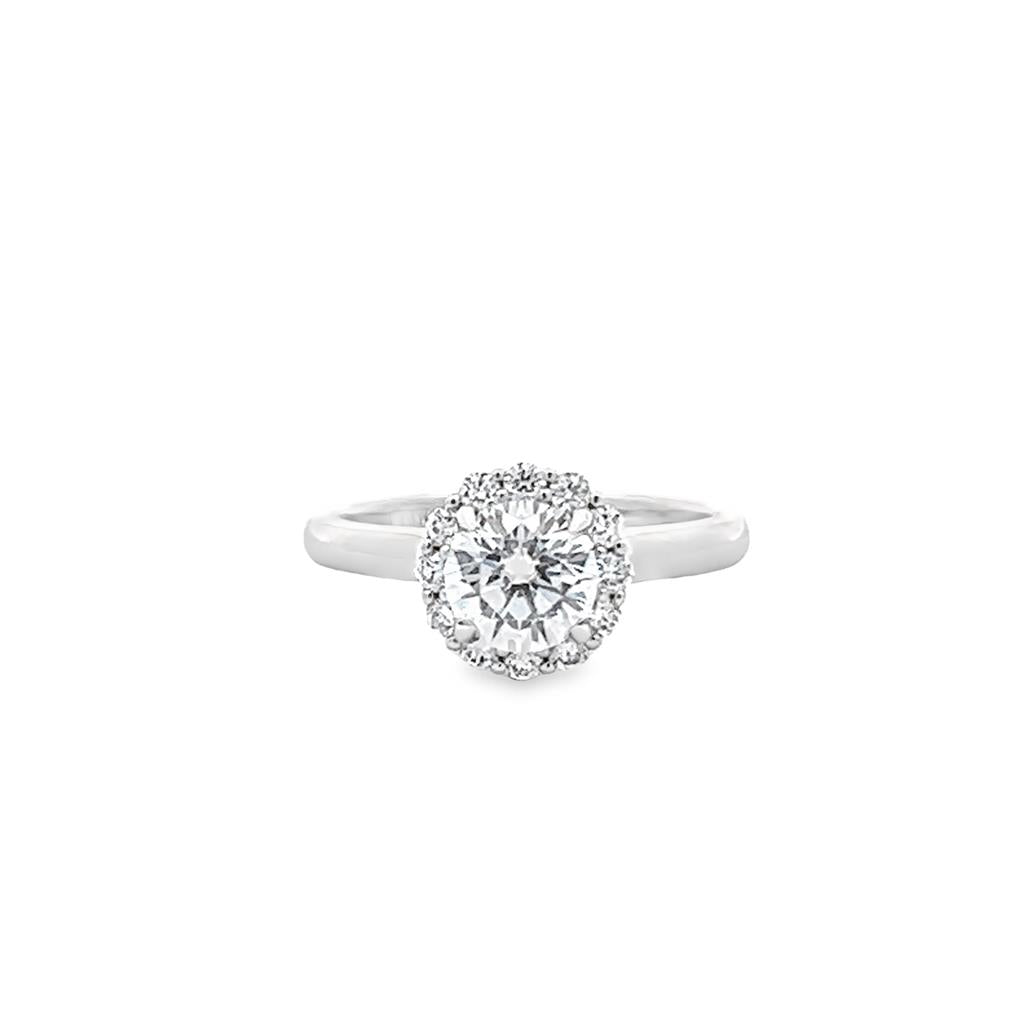 14K White Gold Round Halo 0.26ctw Diamond Engagement Ring