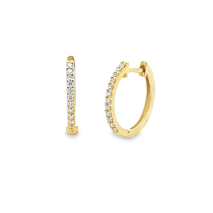 14K Yellow Gold 0.13ctw Dainty 13mm Diamond Huggie Earrings