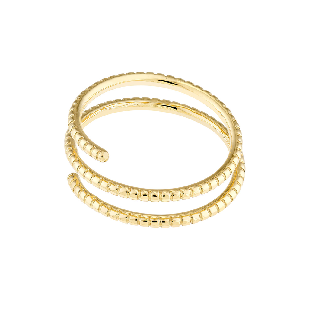 Chunky Gold Ribbed Texture Wrap Ring | 14k Genuine Gold