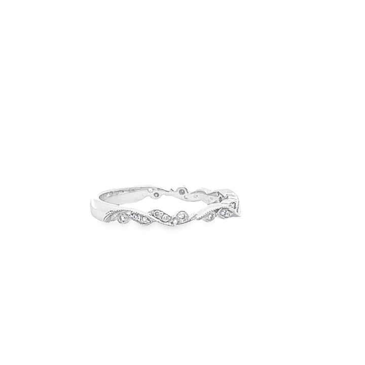 14K White Gold 0.13ctw Vintage Stackable Diamond Wedding Band