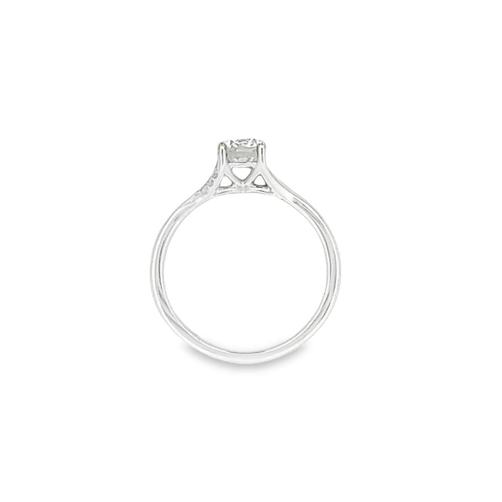 14K White Gold Round 0.72ctw Diamond Engagement Ring