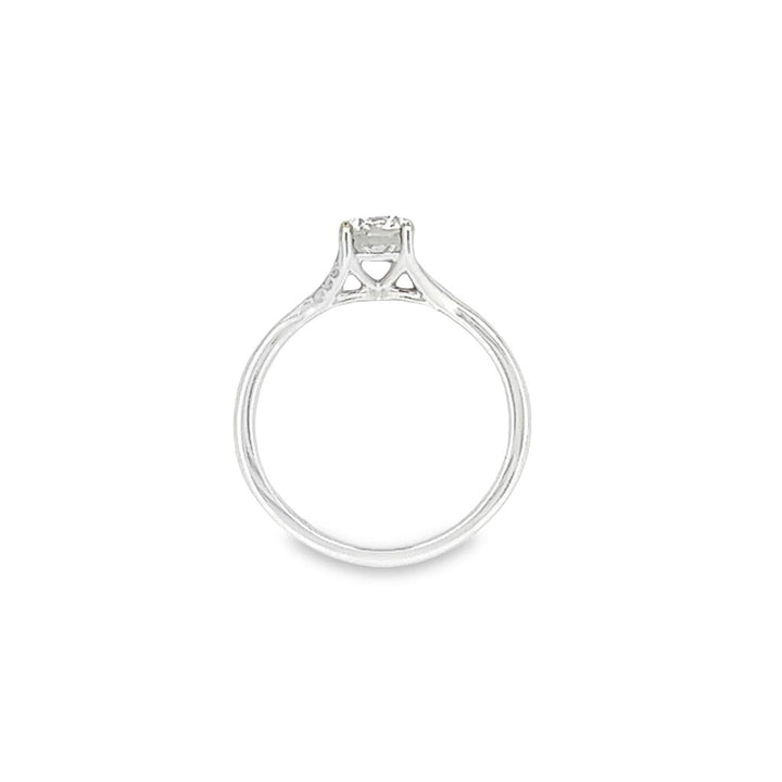 14K White Gold Round 0.72ctw Diamond Engagement Ring