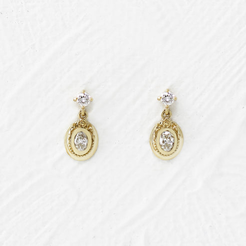 14K Yellow Gold Vanity No. 2 Diamond Drop Earrings