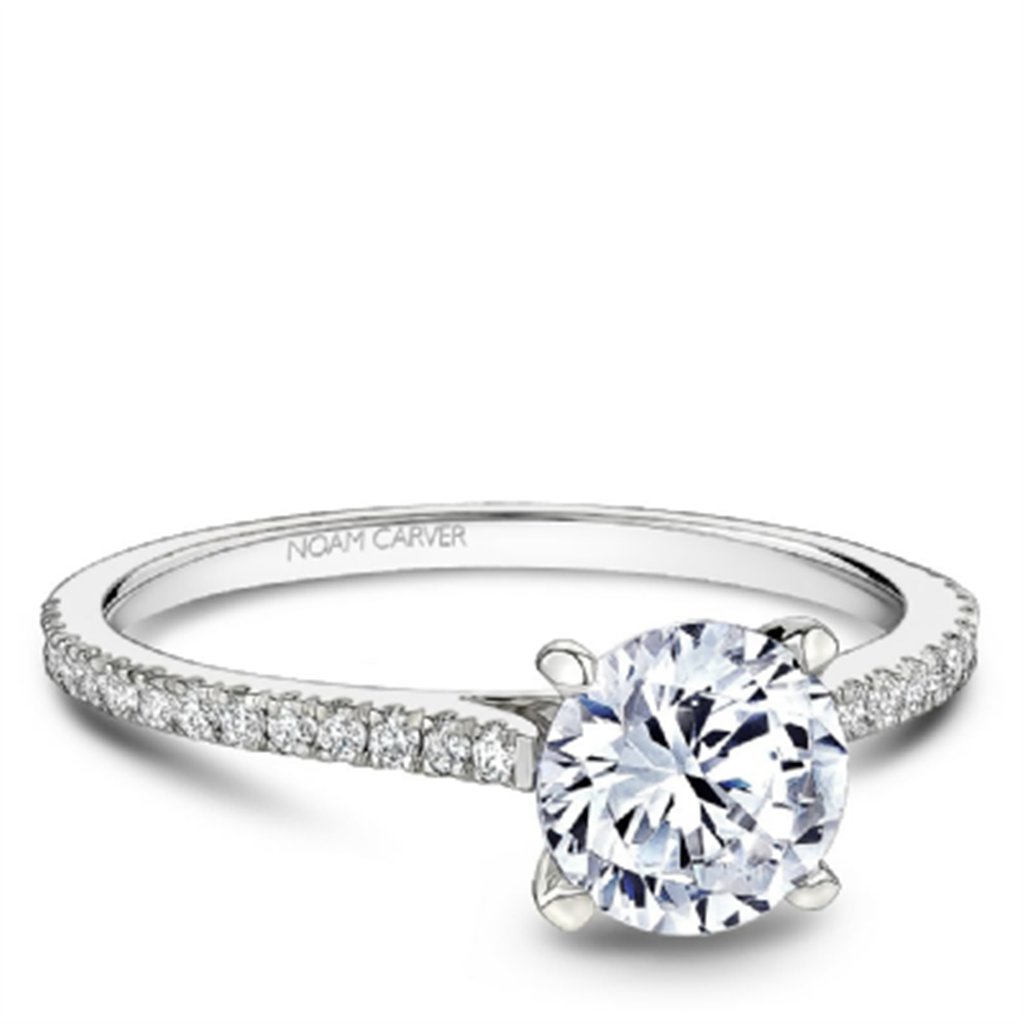 14K White Gold Round 0.17ctw Diamond Engagement Ring