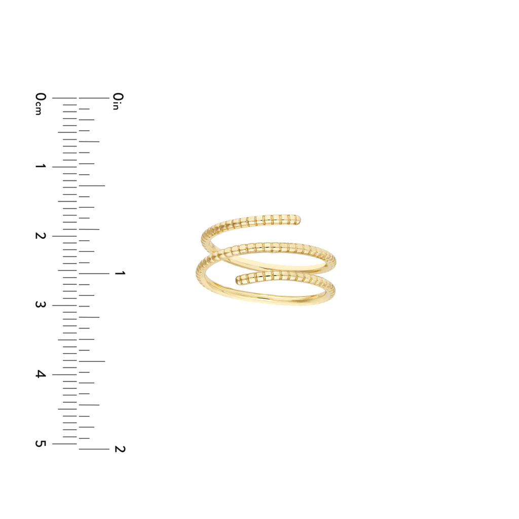 Chunky Gold Ribbed Texture Wrap Ring | 14k Genuine Gold