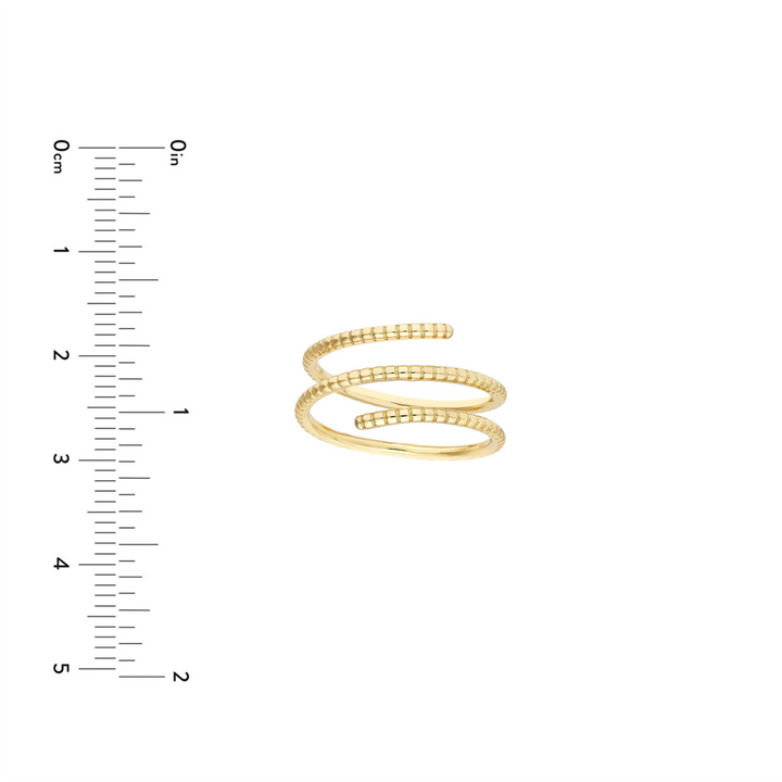 Chunky Gold Ribbed Texture Wrap Ring | 14k Genuine Gold