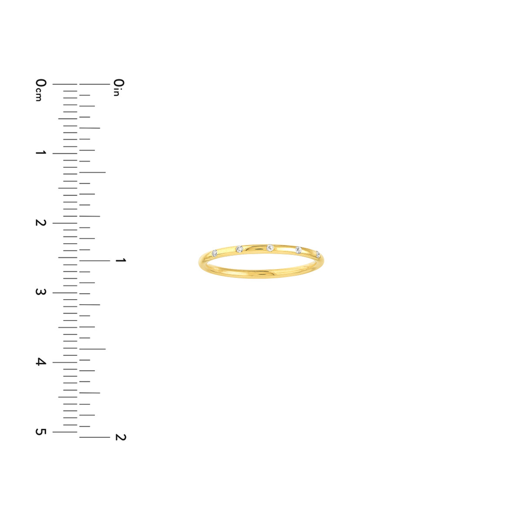 Diamond Stations Thin Band Ring | 14K Yellow Gold | Size 8