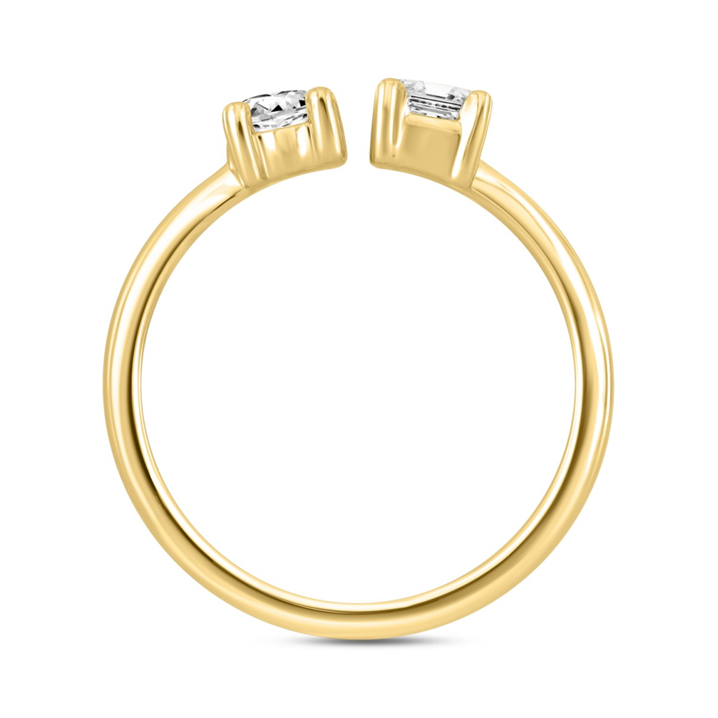 1 Carat Two Stone Lab-Grown Diamond Engagement Ring | 14K Yellow Gold | Toi Et Moi Style