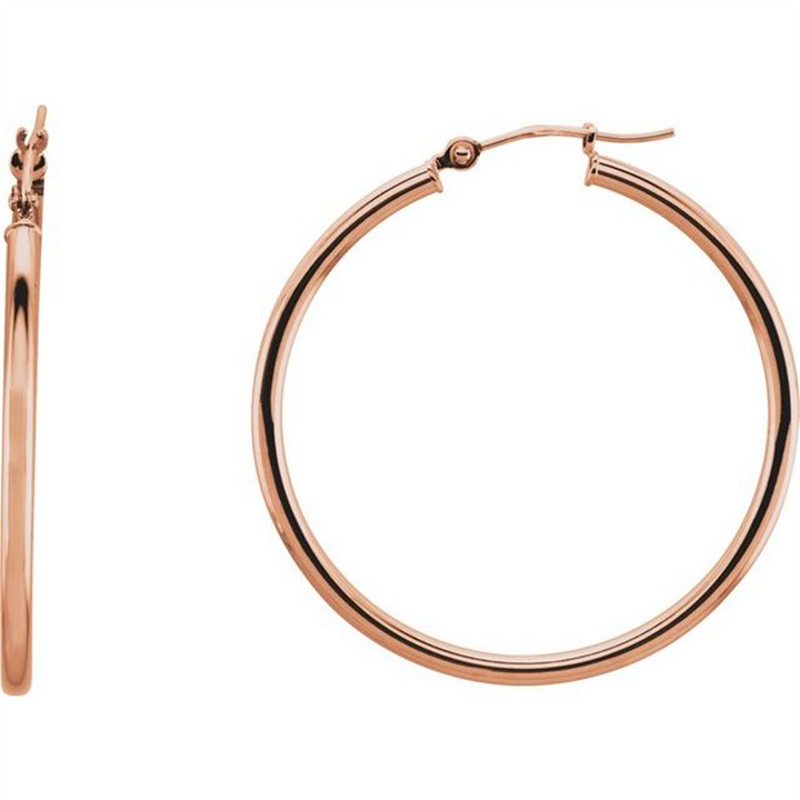 14K Rosé Gold 34mm Hoop Earrings