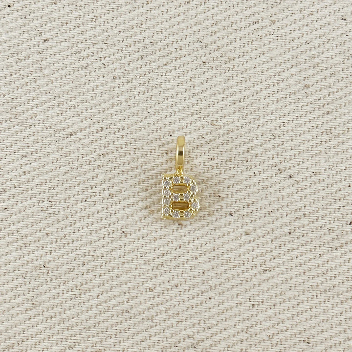 18k Gold filled Micro CZ Initial Letter Charm